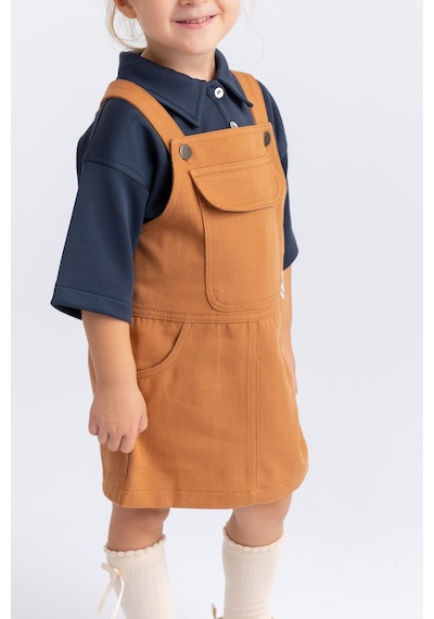 Oliventhekid Gabardin Jile Kız Çocuk Elbise Taba Taba