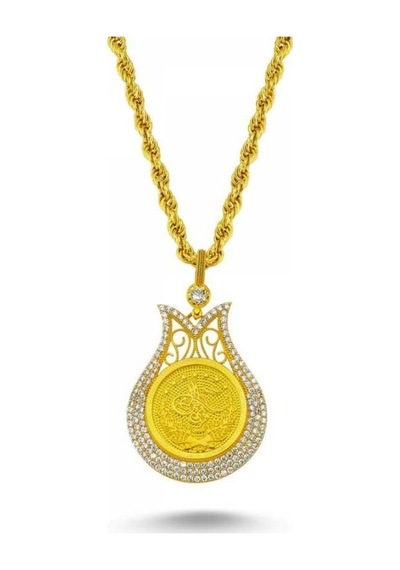 Sembolgold Altın Osmanlı Tugralı Taşlı Kolye Lale Model