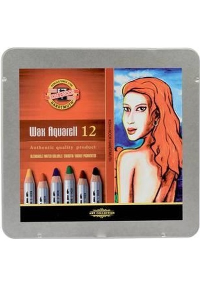 Koh-i Noor Wax Aquarell Balmumu Kalın Boya Kalemi 12 Renk Metal K