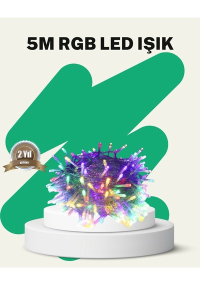 Muratech 50 Li Led Şeffaf Kablolu 5 M Aydınlatma Işık Süsleme Led Çok