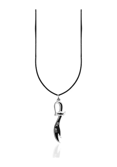 Oya Silver Siyah Mineli Hz. Ali Yazılı Zülfikar Kılıcı Gümüş Kolye Ucu 4.4x1cm Oyot335