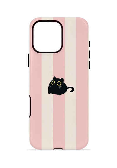 Apple iPhone Uyumlu 16 Pro Max Vorian Çift Katmanlı Magsafe Kılıf Midnight Cat Stripe