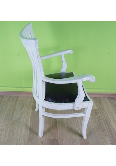 Masifart_Mobilya Masifart Aden 7115 Şerif Kollu Sandalye Beyaz Patine Eskitme