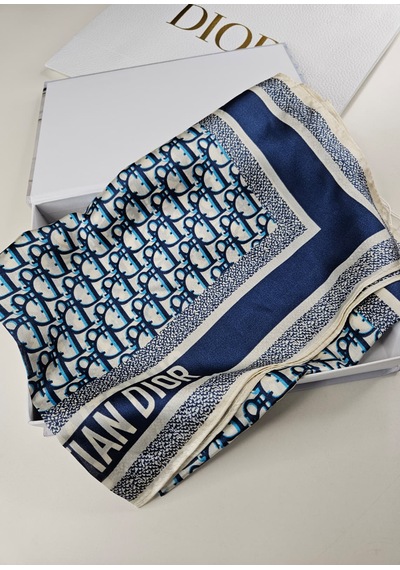 Miorel Scarfs Yeni Sezon Harf Desen Cd Vual İpek Şal Fular Silk Scarfs Shawl Hijab Lacivert