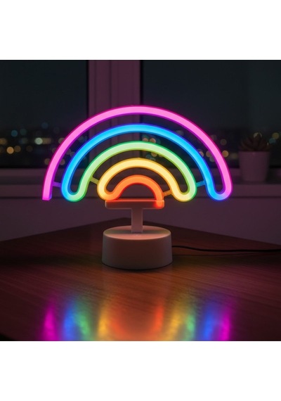 Buffer Plastik Gökkuşağı Neon Led Işık Dekoratif Renkli Masaüstü Ve Ambiyans Aydınlatması Bronz