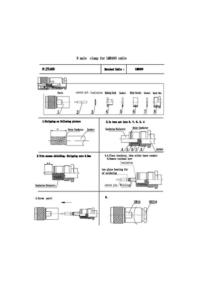 N Erkek Lmr400-Rg8 Screw On Type Rf Konnektör Nm400