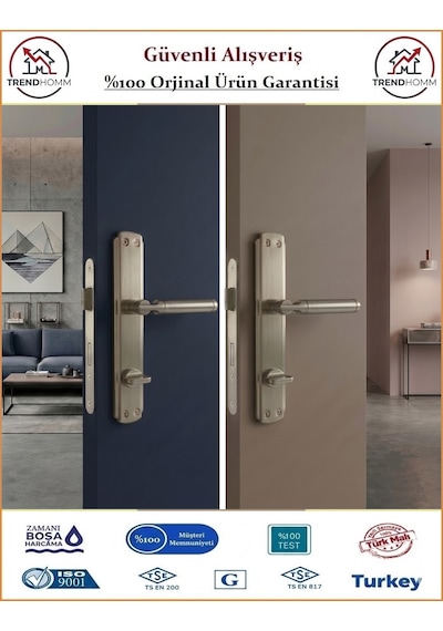 Grossavm Parçalı Aynalı Wc Banyo Kapı Kolu - Nikel Saten - Wc Sağ