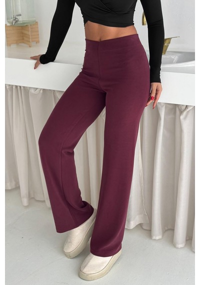 Balenbi Premium Modal Kumaş Boru Paça Kadın Yürüyüş Pantolonu 1116 Bordo