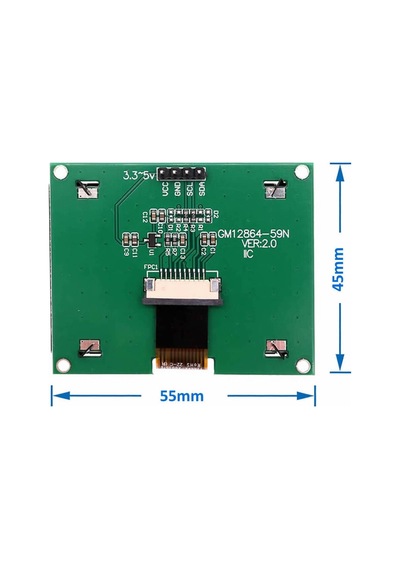 2.2 Inch I2c Iıc Gm12864 V2.0 Mavi Glcd Modül St7567s Dc 3.3v
