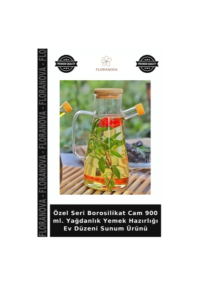 Özel Seri Borosilikat Cam 900 Ml. Yağdanlık Yemek Hazırlığı Ev Düzeni Sunum Ürünü Çok Renkli