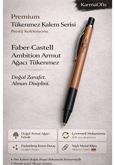 Faber-castell Ambition Armut Ağacı Tükenmez Kalem Alman Üretim, Doğal Ahşap Gövde, Prestij Serisi Diğer