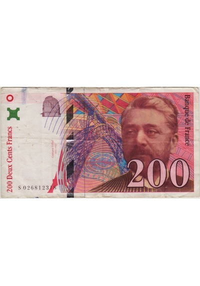 Fransa 200 Frank 1996 Eyfel Kulesi-paris Temalı. Arka Yüzde Ufak Mürekkep Lekesi Çok Temiz.