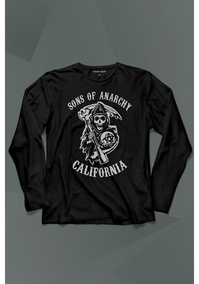 Sons Of Anarchy California Skull Hayalet Uzun Kollu Tişört Baskılı T-shirt 001
