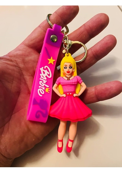 Barbie Bebek 3d Silikon Anahtarlık Pembe Karakter Çanta & Araba Süsü Karışık Model