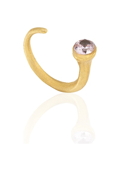 Kadir Jewellery 22 Ayar Altın Kaplama Zirkon Taşlı Ayarlanabilir Kadın Minimal Yüzük Pembe