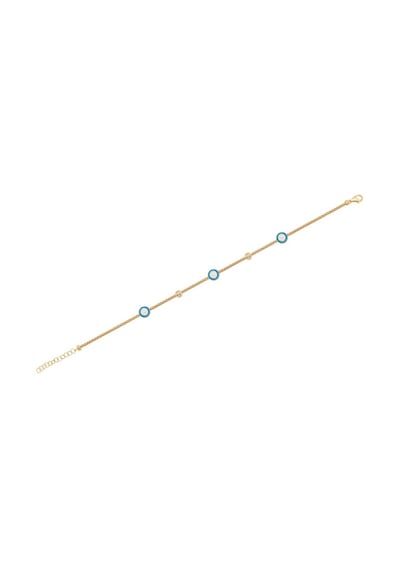 Diamond Line - Gülaylar - Sarı Altın 14 Ayar Nazar Boncuğu Bilekl Standart N11.21809 Sarı Altın