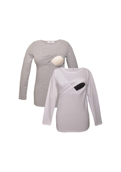 Luvmabelly Myrb2704 2708 Emzirme Tshirt Seti - Çok Renkli