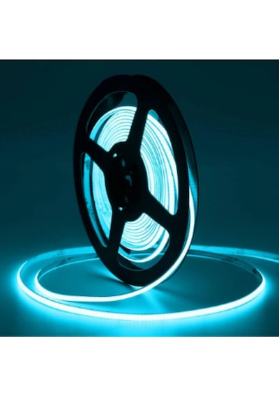 12 Volt 3 Mm 400 Ledli Esnek Cob Şerit Turkuaz İç Mekan 5 Metre