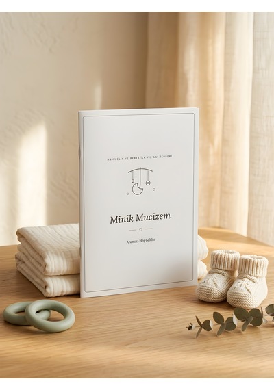 Minik Mucizem Bebek Anı Defteri Anne Ve Bebek Günlüğü, Hamilelik Ve İlk Yıl Gelişim Takibi, Aşı Takvimi, El Ayak İzi Bej