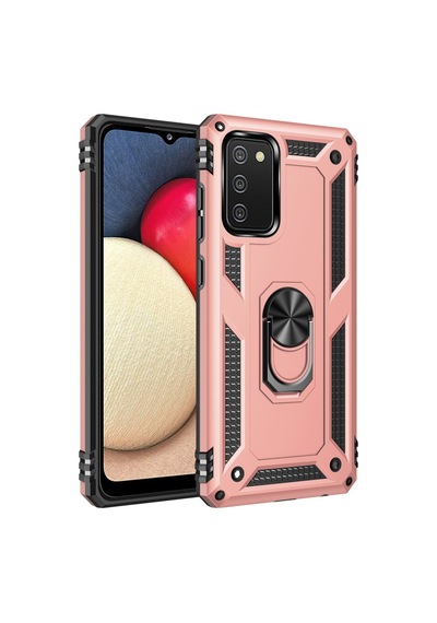 Samsung Galaxy Uyumlu - A03s Kılıf Sofya Yüzüklü Silikon Kapak - Rose