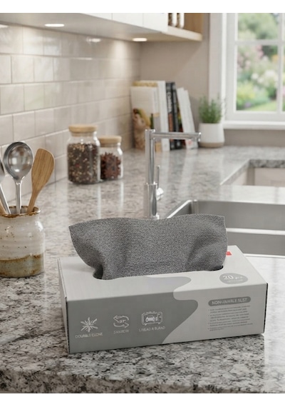 Mucit Home Yıka Kullan 20 Adet Mikrofiber Kutulu Temizlik Bezi Süper Emici Kullan At Toz Bezi Pembe
