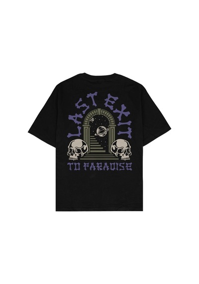 Last Exit Siyah Oversize Unisex T-shirt Siyah
