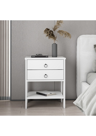 Dekorosso Zen Modern 2 Çekmeceli Komodin Beyaz
