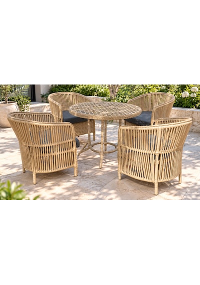 Rattan Bahçe Ve Balkon Takımı Siena Model 4+1 Krem