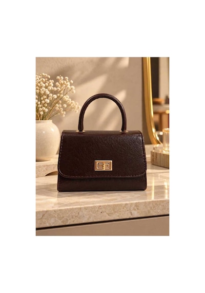 Names Bag Aura-gold Kilitli Tek Saplı Kadın Mini El Ve Omuz Çantası Kahverengi