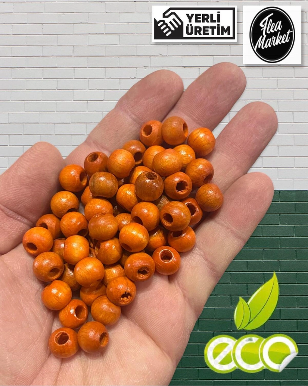 Ekonomik Paket 1 Kilo 10mm Ahşap Boncuk - Turuncu - Ort - 2500-3000 Adet