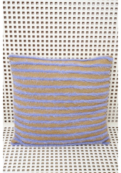 Peraluna Luxury Pıllow Simli Çizgili Triko Yastık Kılıfı 45x45 Cm Açık Lila/gold - Açık Lila