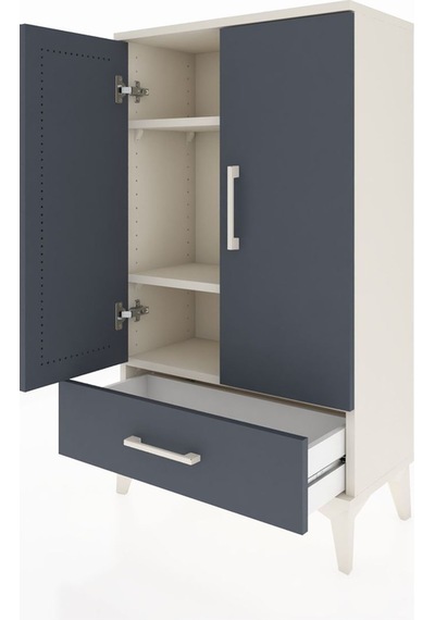 Arges Komodin 3 Raflı Tek Çekmeceli 2 Kapaklı 60x30x106 Aytaşı-antrasit Aytası