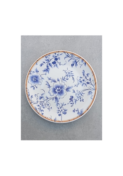 Blossom 6 Kişilik Seramik Pasta Tatlı Tabağı Takımı - 20cm Mavi