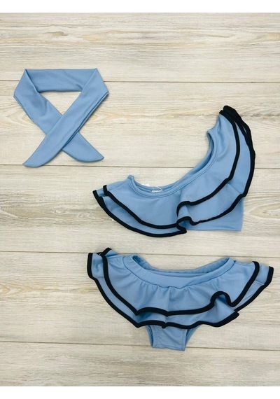 My Kids Wear Kız Çocuk Fırfırlı Ikili Bikini Takım Kırmızı - Beyaz