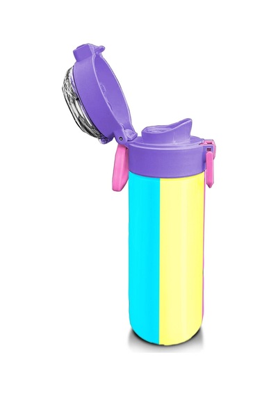 Coral High Kids Çok Renkli Desenli Pipetli Ve Direkt İçim Çelik Termos 500 Ml 31876 Pastel Pembe