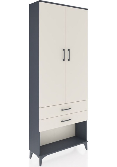 Arges Dolap 3 Raflı 2 Çekmeceli 2 Kapaklı 88x30x221 Antrasit-aytaşı Antrasit