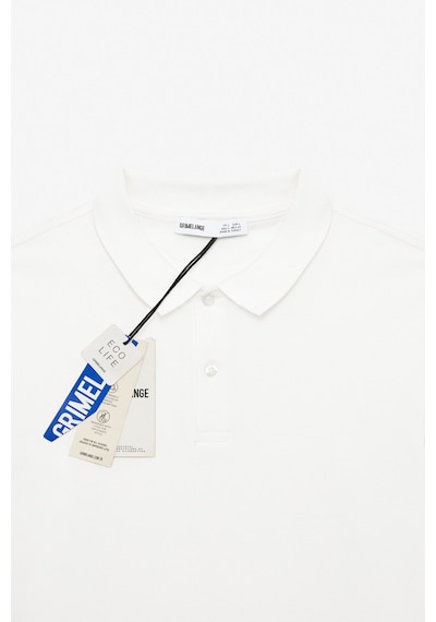 Grimelange SKYLOOM Erkek %100 Pamuk Kısa Kollu Regular Fit Beyaz Polo Yaka T-shirt