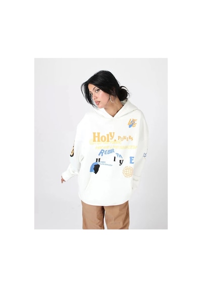 Tarzsokak Holy Powers Beyaz Oversize Unisex Kapüşonlu
