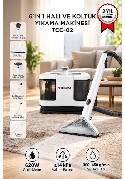 Tr Halı Ve Koltuk Yıkama Cam Temizleme 6ın1 Leke Çıkartma Makinesi Tcc02 Beyaz