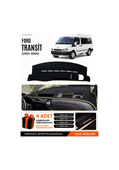 Ford Transit 2001-2006 Uyumlu Torpido Koruma, Torpido Örtüsü, Torpido Kılıfı - Siyah Bej