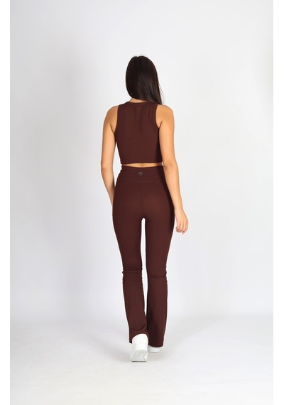 Soft&Basic Halter Yaka Esnek Kaşkorse Kumaş Kahverengi Atlet Kahverengi