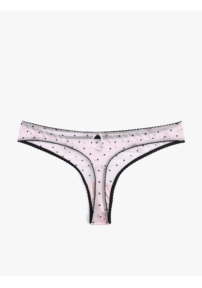 Koton Fiyonk Detaylı Puantiyeli Tül String Külot Pembe Desenli 7wlk30062mk