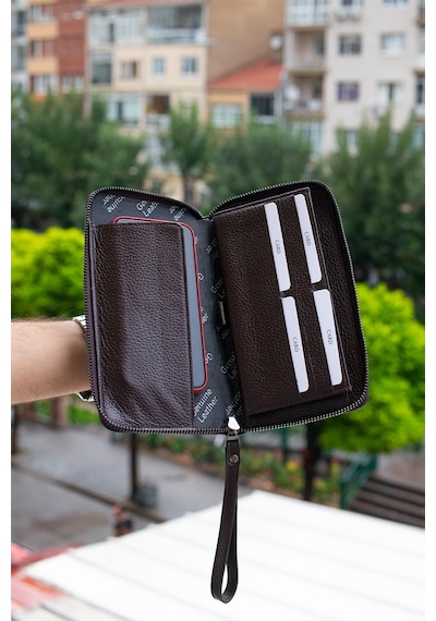 Hky Hakiki Deri Telefon Bölmeli Erkek Portföy
