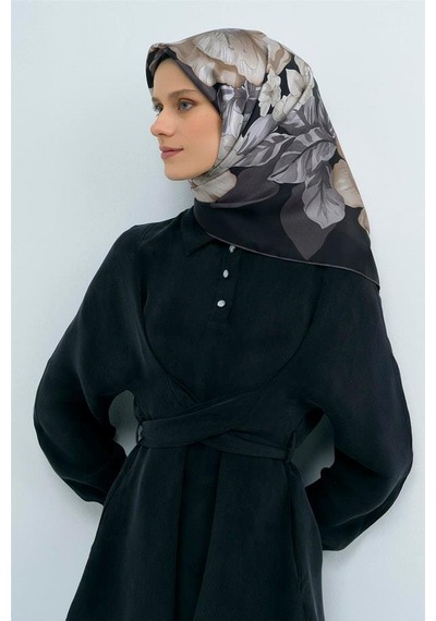 Armine İpek Eşarp 2026 Yaz - 9529-86 Siyah Twill