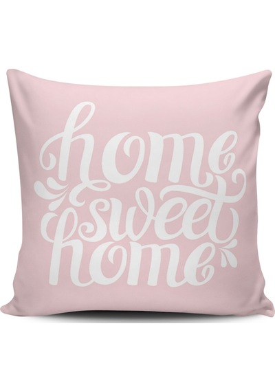 Kırlent Dünyası Home Sweet Home Dijital Baskılı Kırlent Kılıfı (387635462)