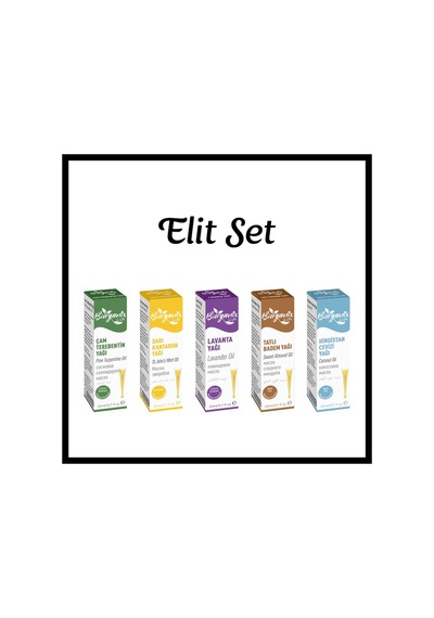 Elit Yağ Seti Çam, Sarı Kantaron,lavanta,tatlı Badem,hindistan Cevizi 20 Ml 5'li Set Damlalıklı