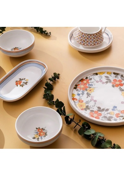Emsan Teraryum Multicolor 32 Parça 6 Kişilik Kahvaltı Takımı Beyaz