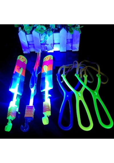 25 Adet Renkli Led Işıklı Sapan Çevirmeli Model Renkli Uçan Ufo Oyuncak Işıklı Sapan Tatil Hediyesi