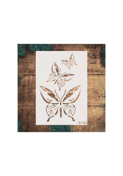 Kk Swords Stencil Tasarım S135 Kelebek Desen - Dekoratif Duvar Ve Eşya Boyama Şablonları 21x30 Cm