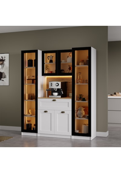 Nero Duo Kahve Köşesi Ve Kiler Dolabı Alüminyum Çerçeveli Cam Kapaklı Led Aydınlatmalı 190 X 160 Cm Beyaz Nero Duo Kahve Köşesi Ve Kiler Dolabı Alüminyum Çerçeveli Cam Kapaklı Led Aydınlatmalı 190 X 160 Cm Beyaz